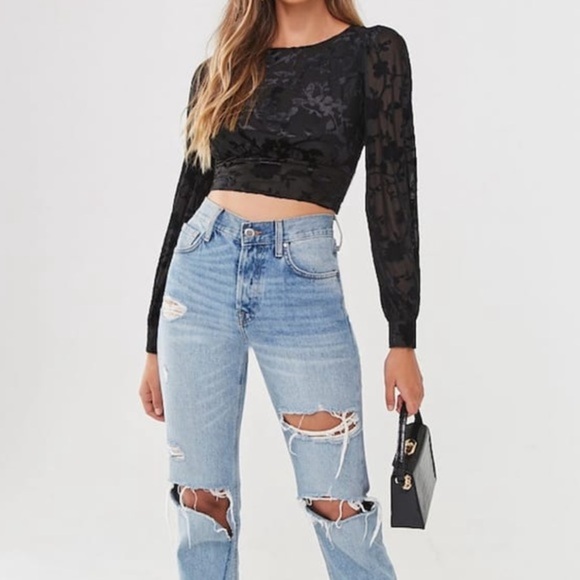 Floral burnout crop top - Picture 5 of 7